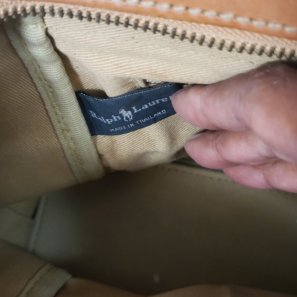 Classic Plaid Tote Handbag with Tan Leather Trim - Picture 6 of 8